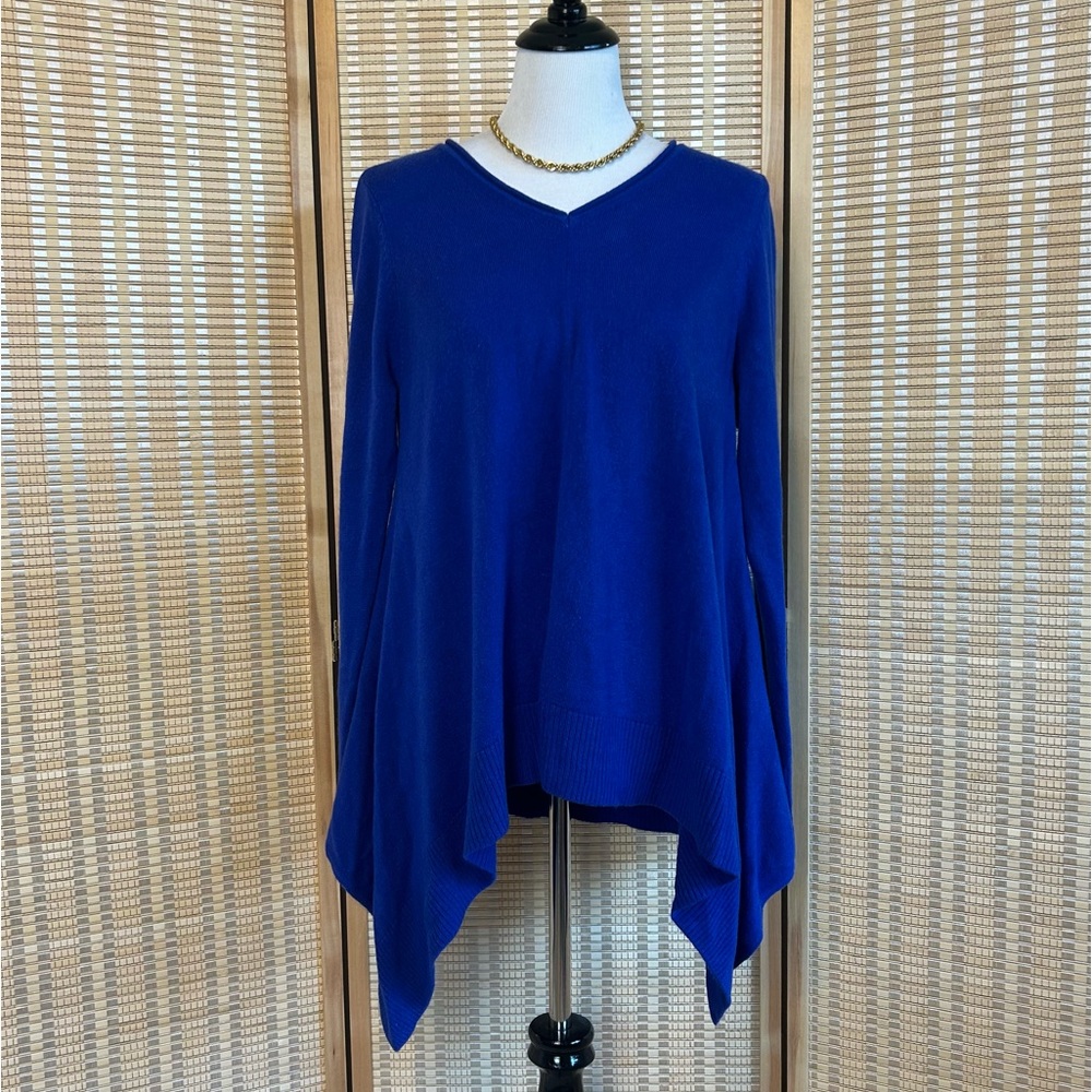 For Cynthia Asymmetrical Bold Blue Soft Sweater